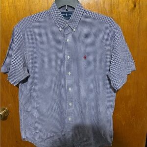 Ralph Lauren Navy Checkered Button Down Shirt
